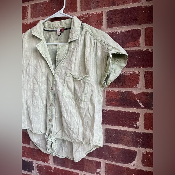 Pilcro Anthropologie The Cammie Surf Blouse in Green Size Small - Picture 5 of 11